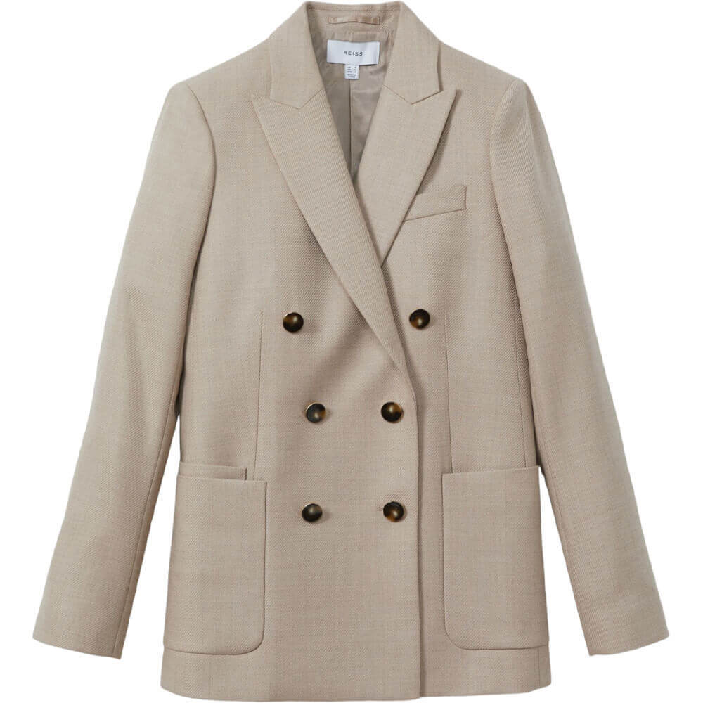 REISS HARRIET Wool Blend Double Breasted Blazer